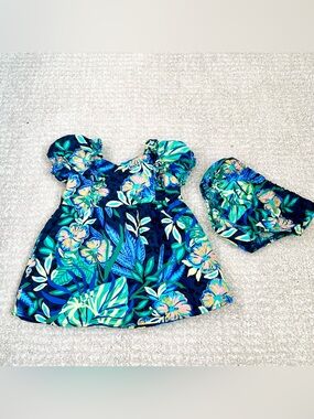 Lilly Pulitzer Kelli Baby Dress The Hottest Spot 12-18 month blue green tropical